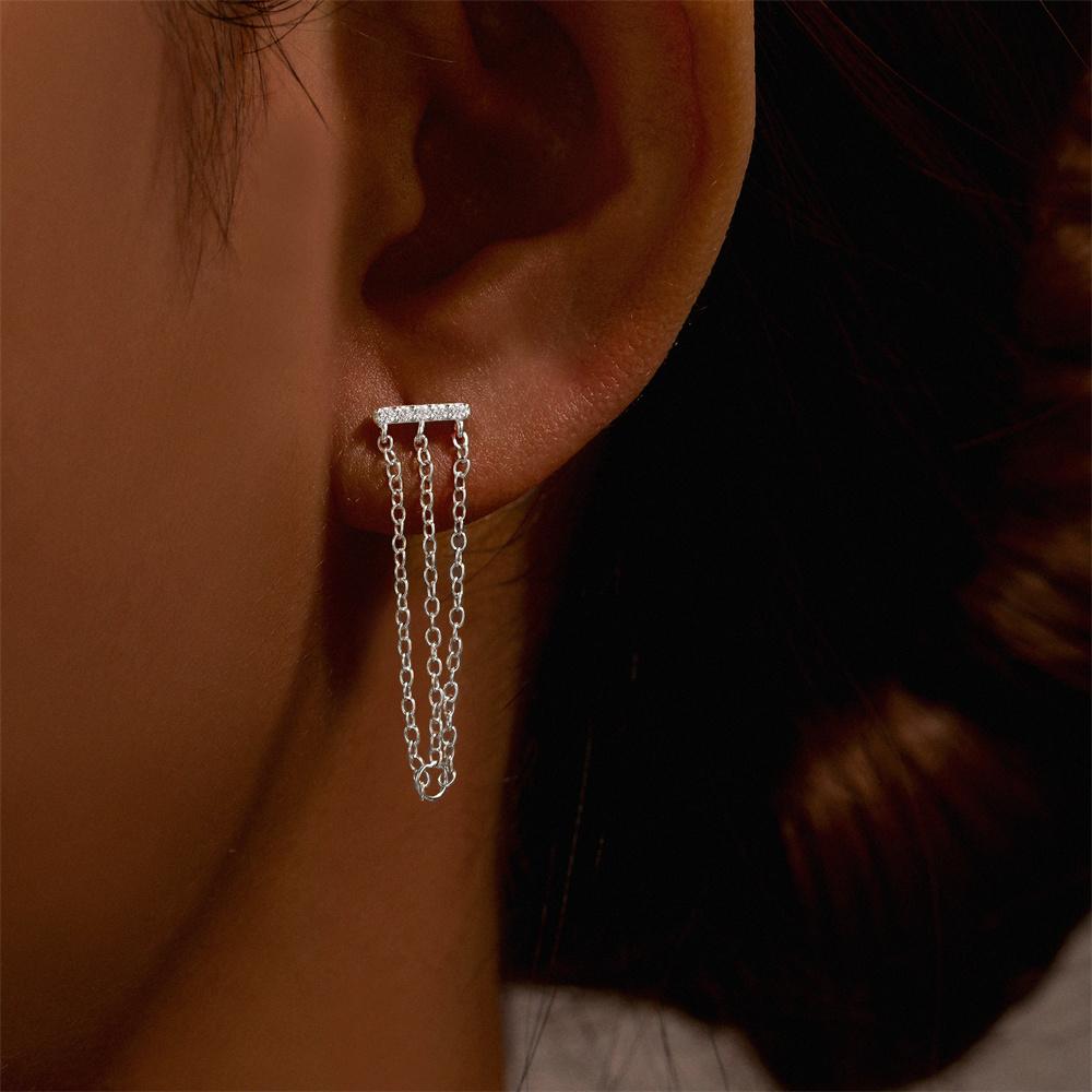 925 Silver Full Ear Dainty Piercing Ear Lobe Stud Earring for Women Helix Flat Earring Ear Bone Studs Fine Jewelry
