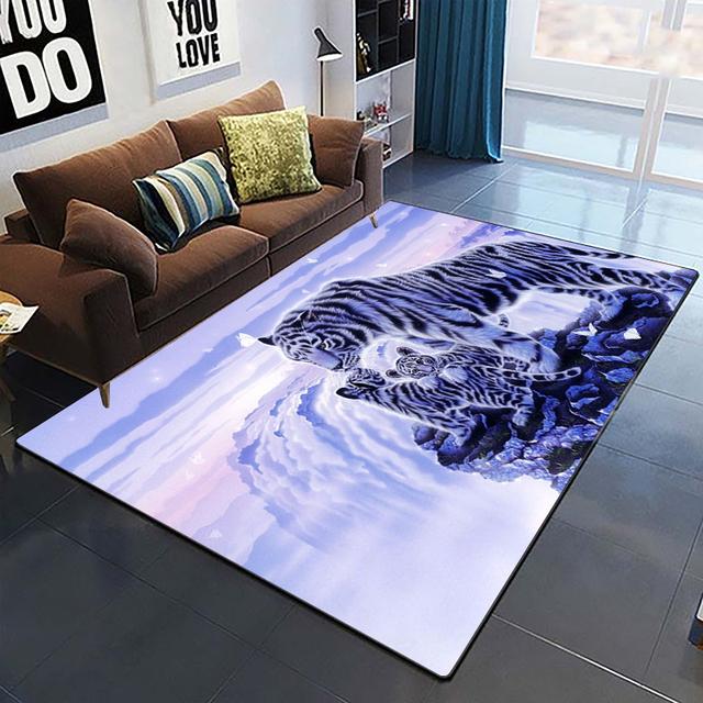 Art Domineering Tiger 3d Print Carpets For Living Room Bedroom Decor Carpet Soft Home Bedside Floor Mat Play Area Rugs Carpet