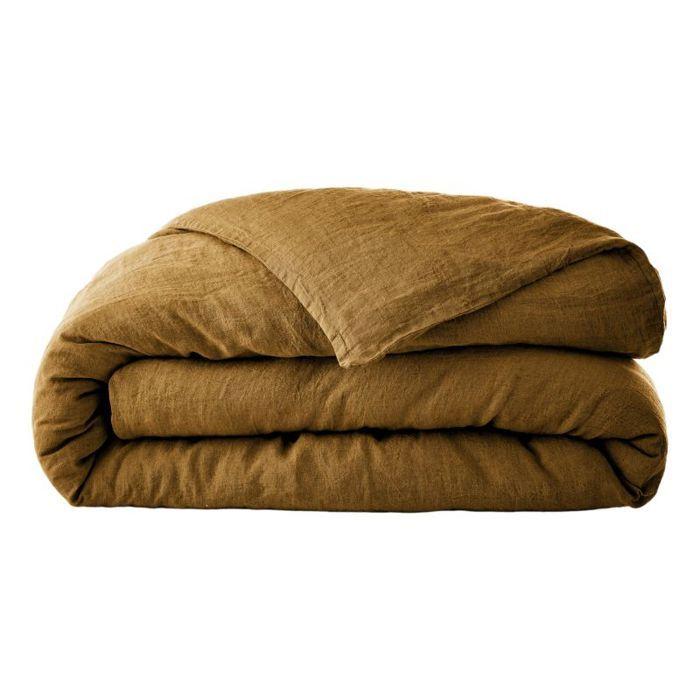 Housse de couette "Soline" toutes dimensions Lin lavé l'Effet Papillon - Soline Caramel - 140 x 200 cm - Soline Caramel -