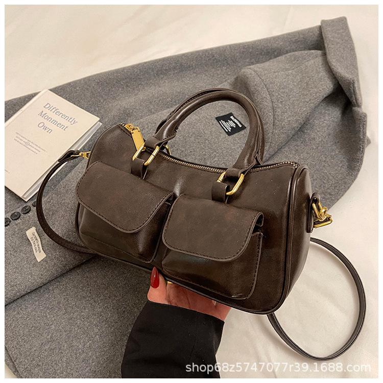 Трендовая взрывная корейская ретро сумка-боулинг высокого класса, модная дорожная сумка в зарубежном стиле через плечо, сумка-подушка для женщин