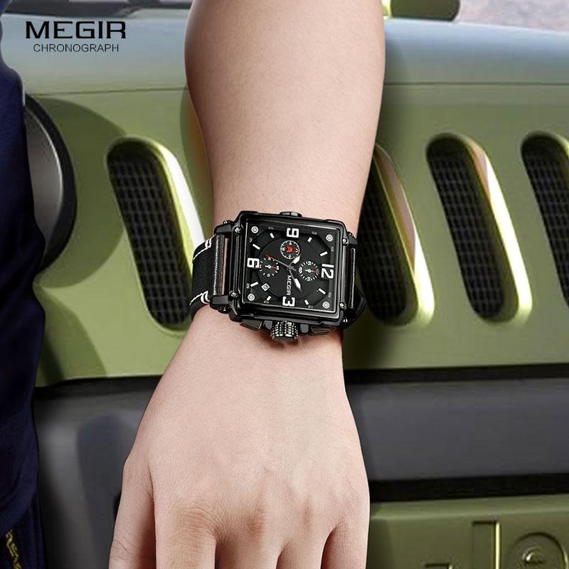 Fashion Square Quartz Watches Men Sports Military Wristwatch Calendar Waterproof Chronograph Male Montre Homme