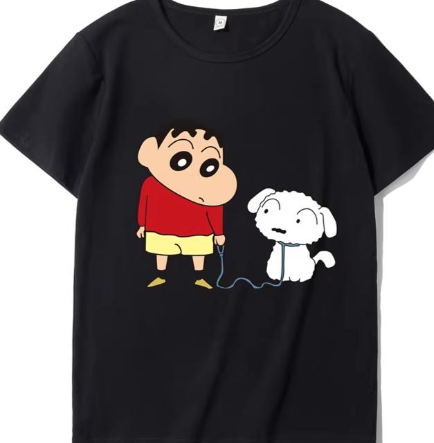 2026 Summer Comic Form Crayon Shinchan Image 100 Cotton Printed Oversize Casual Tshirt Adult Children Parentchild Top y2k