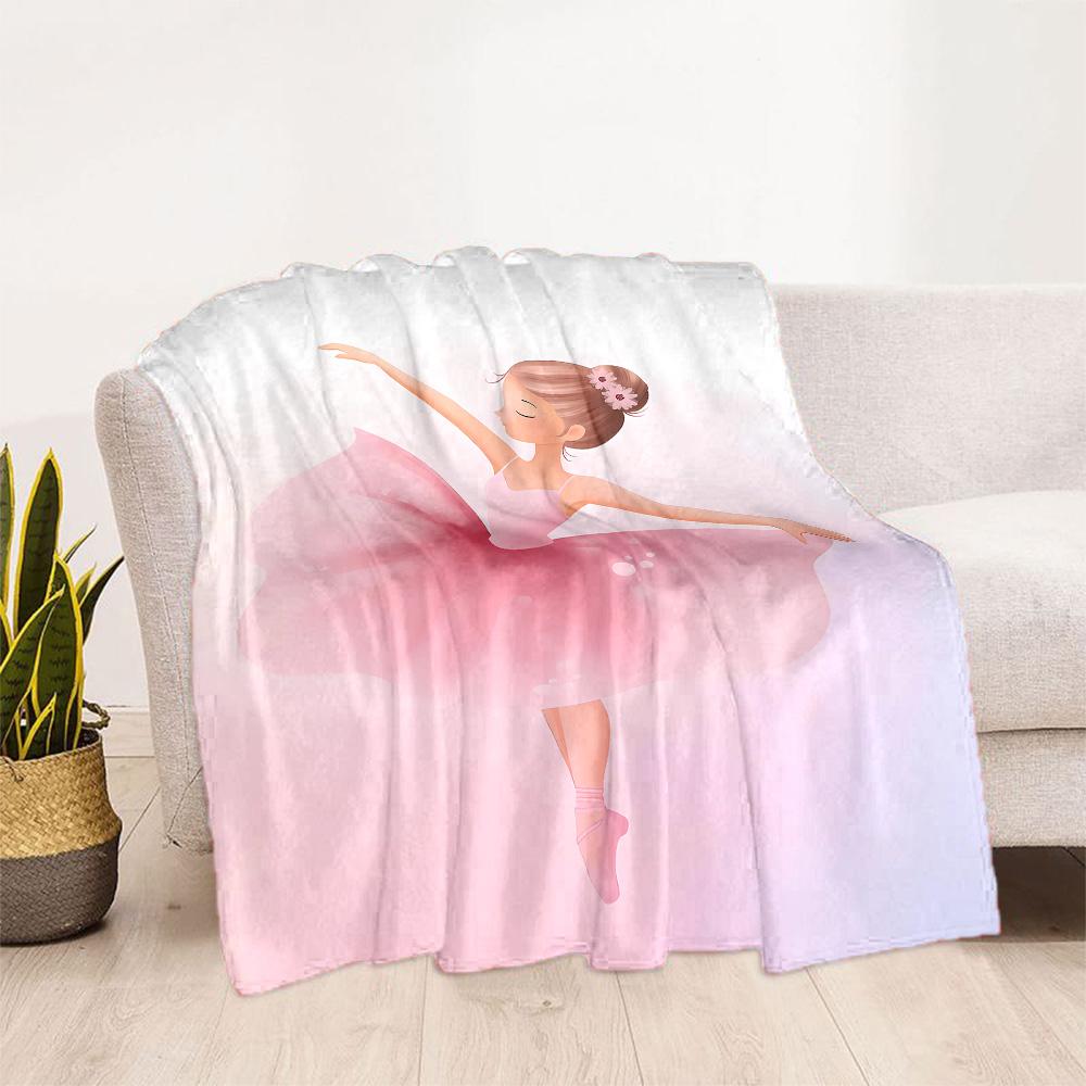 Dreamy Ballerina Flannel Blanket - Soft and Comfortable, Suitable for Sofas, Beds, Offices, Travel, and All Seasons, Making It A Perfect Holiday Gift.