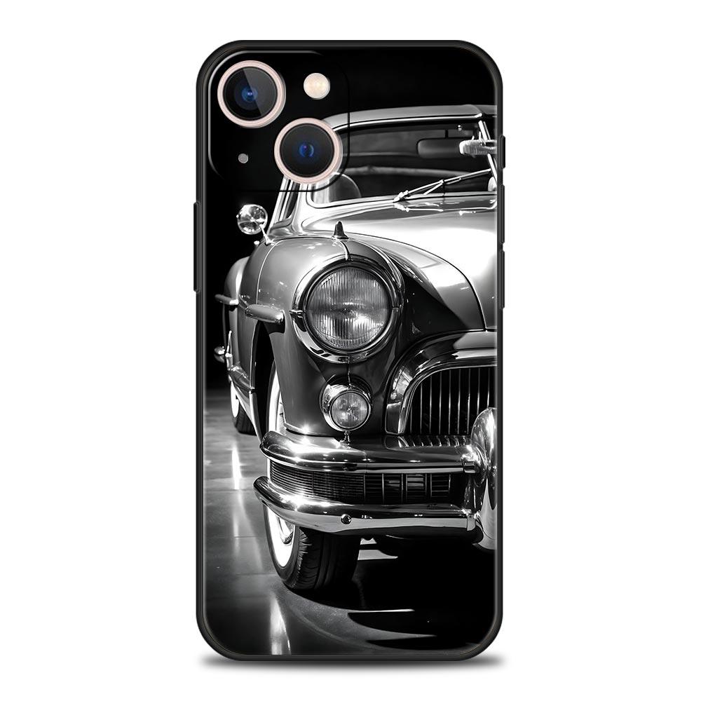 Черно-белый чехол для телефона автомобиля для iPhone 17 Air 16 Plus 13 15 14 12 11 Pro MAX 7 8 SE Мягкий ТПУ Ударопрочный чехол Funda