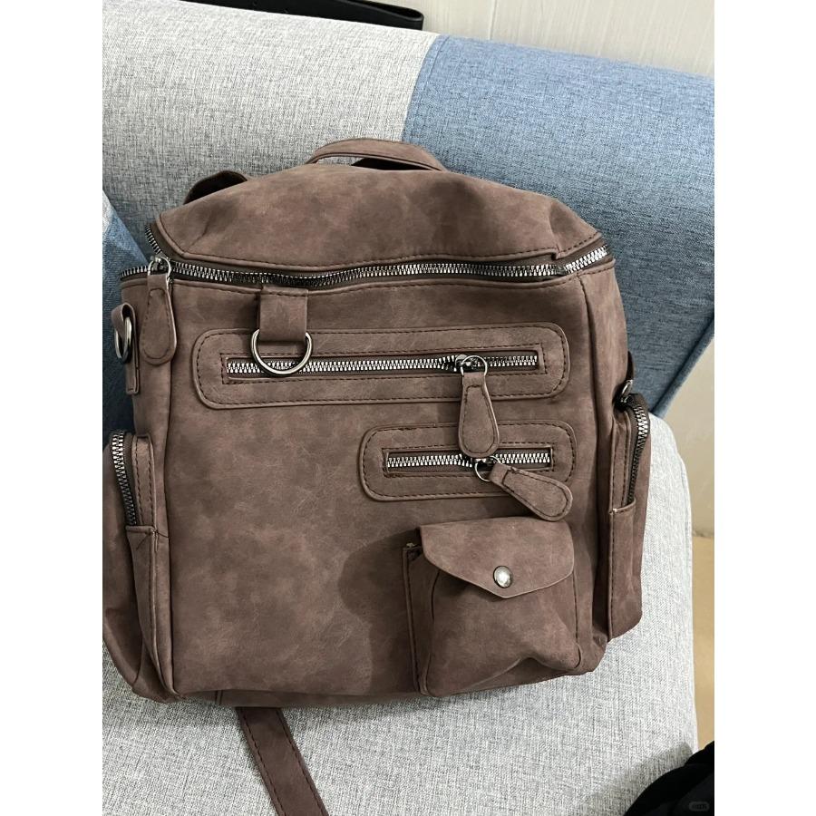 New Commuter Large Capacity Fashionable Versatile Multi Pocket Retro Student Backpack Travel Backpack