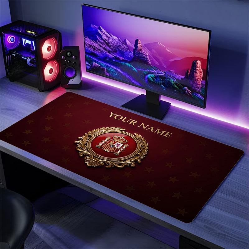 Custom Name,Spain Mouse Pad, Large Gaming Desk Mat, Non-slip XXL Mousepad for Laptop & Tablet, Mini PC Playmat with Stitched Edges