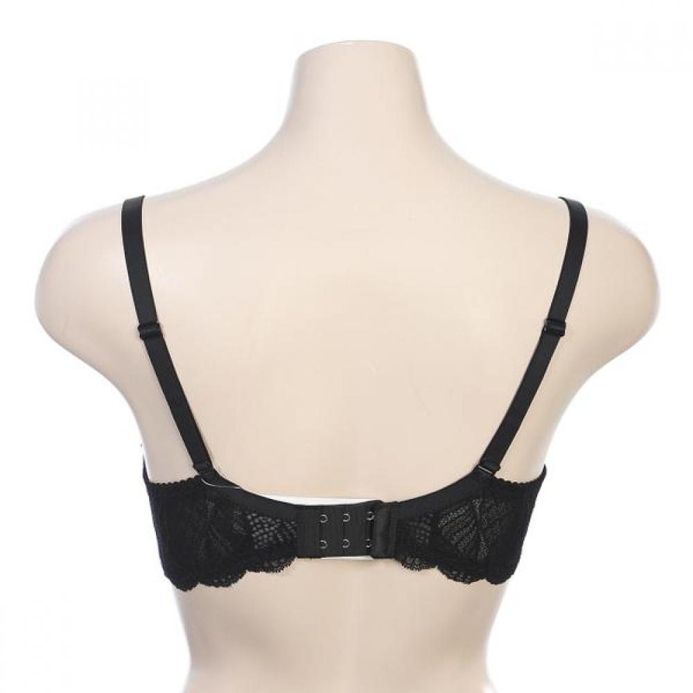 Black Non Woven Flower Lace Full Cup Bra Aabr4430 Bk
