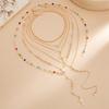 Pearl Colored Rhinestone Necklace Y-Shaped Beads Chain Choker Colorful Crystal Necklace Set  Summer