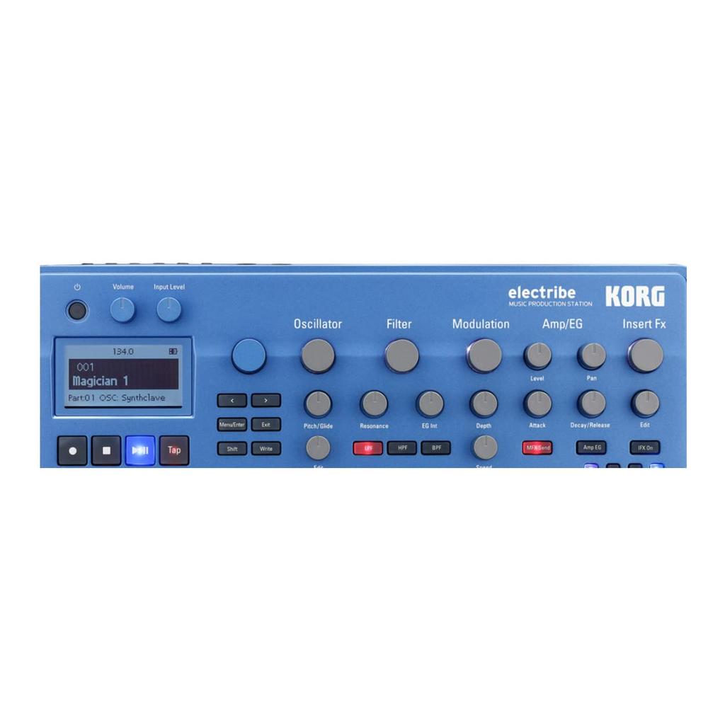 Синтезатор-секвенсор KORG electribe2 BL Electribe2 Metallic Blue Идеально подходит для создания танцевальной музыки и живых выступлений. Работает с Ableton Live.