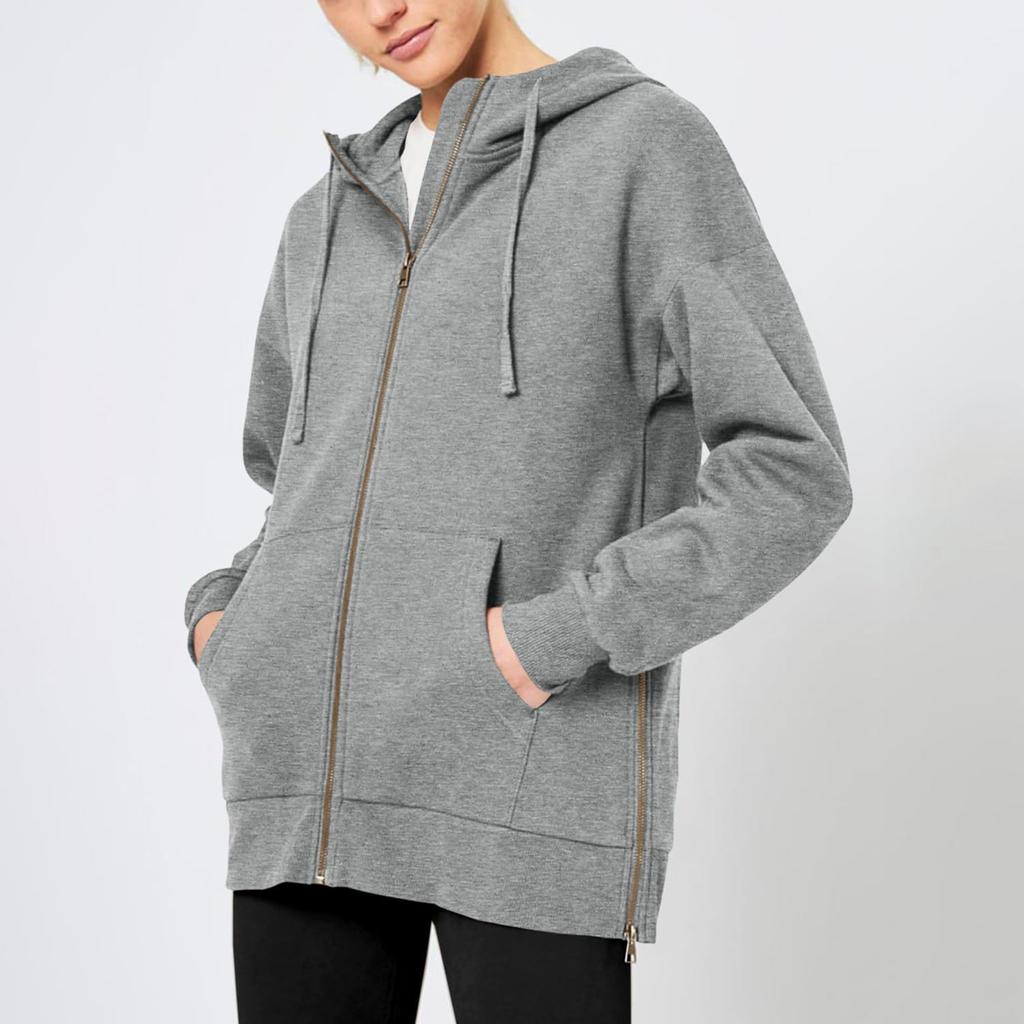 Womens Zip Up Hoodies Long Sleeve Fall Oversized Sweatshirts Jacket With Pockets Fashion Clothes Hoodies For Women