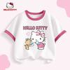 Девочка Hello Kitty Футболка с коротким рукавом 2026 Лето Новая Удобная Свободная Для Средних и Больших Детей Детский Топ Летняя Одежда