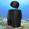 Men's Shark Skin Waterproof Swimming Trunks with Cap - Plus Size Available