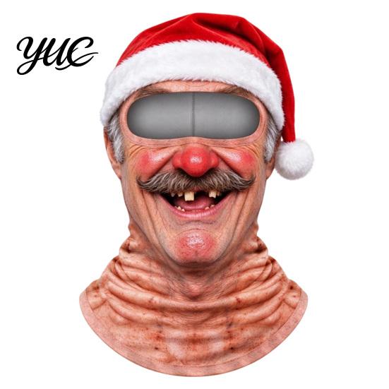 Funny Costume Mask Christmas Face Print Ski Mask, Winter Realistic Balaclava for Men Women, Windproof Full Cover Cycling Riding Snowboarding Unisex