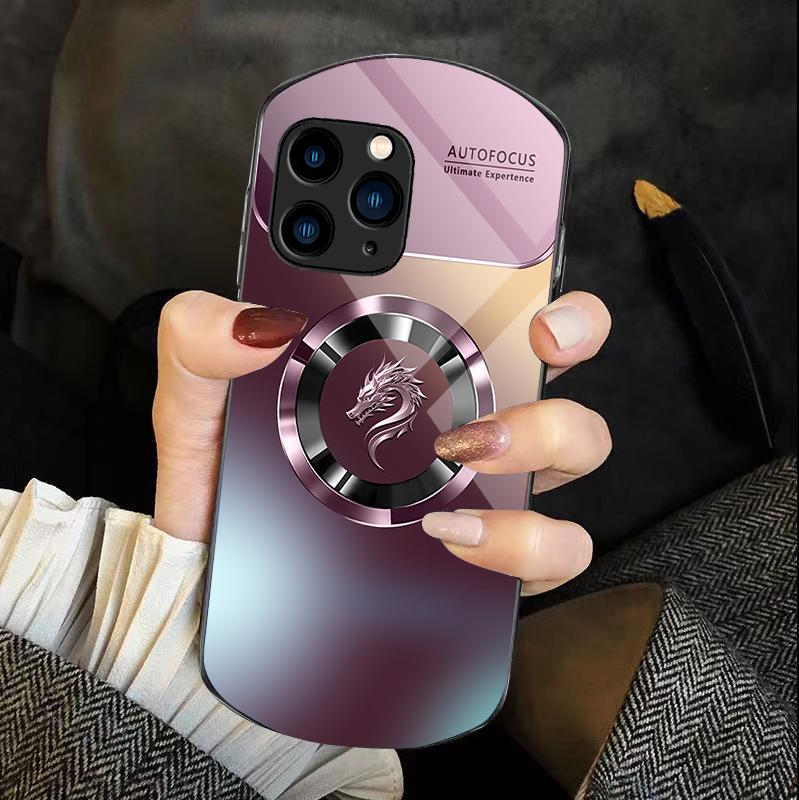 Круглый дракон с градиентом Для iPhone 11 12 13 14 15 Pro Max Plus Mini 7 8 Se 2020 X Xs Xr Эллиптический закаленный стеклянный чехол для телефона