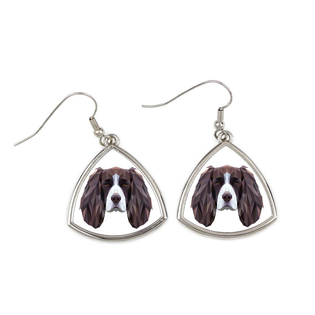 Springer Spaniel Angielski -Kolczyki Ze Zdjęciem I Napisem Geometryczne Pies Art-Dog