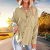 Women's Fashion Solid Color Loose Casual Single-Breasted Long Sleeve Shirt