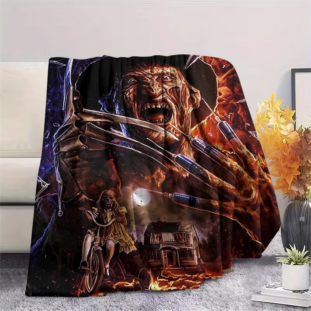 horror movie Print Flannel Blanket,High quality Comfortable for All Seasons,Home Decor,Warmth and Comfort,Perfect for Christmas Gifts