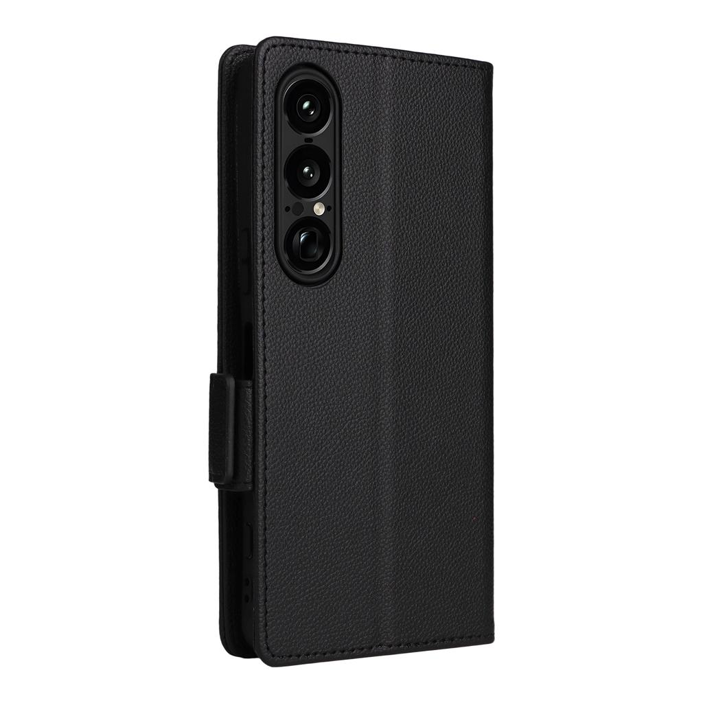 For Sony Xperia 1 VII Case with Wrist Strap Litchi Texture PU Leather Wallet Phone Cover