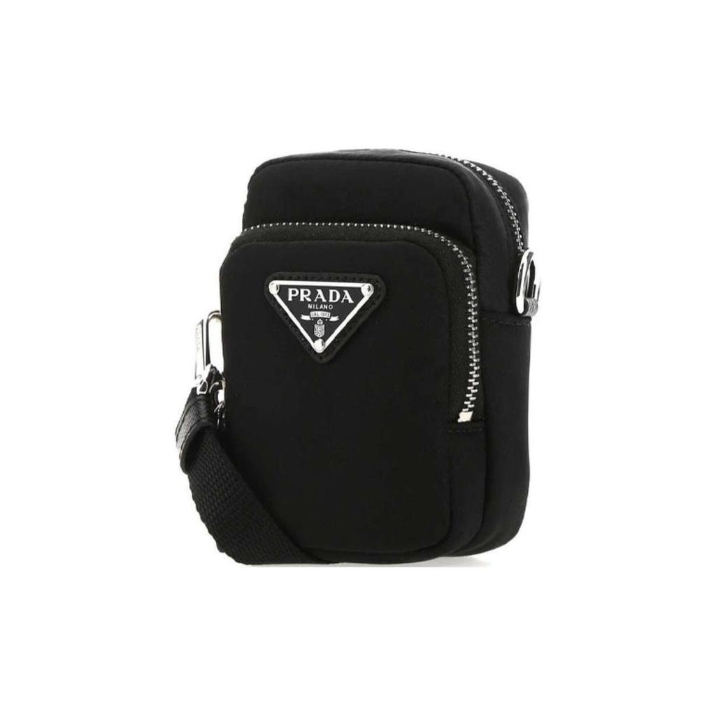Prada Triangle Logo Recycled Nylon Mini Phone Bag Men Bags Black 2ZT0252DMI-F0002