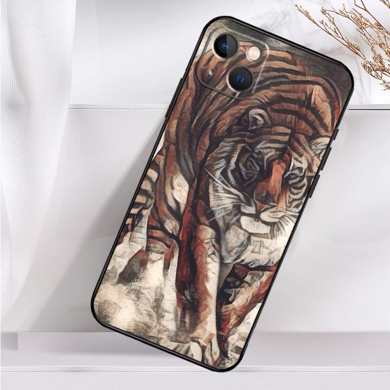 Свирепый Тигр Животное Чехол для Телефона Для iPhone 16 15 14 13 12 11 Pro Max Mini X XR XS Max 7 8 Plus Задняя Крышка