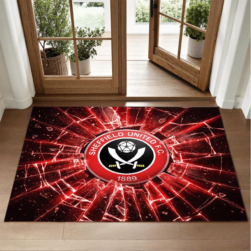 Sheffield United Football Design Crystal Velvet Rug Soft Decorative Mat for Bedroom Entrance