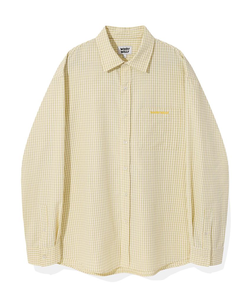 WACKY WILLY Seersucker Oversized Check Shirt Yellow