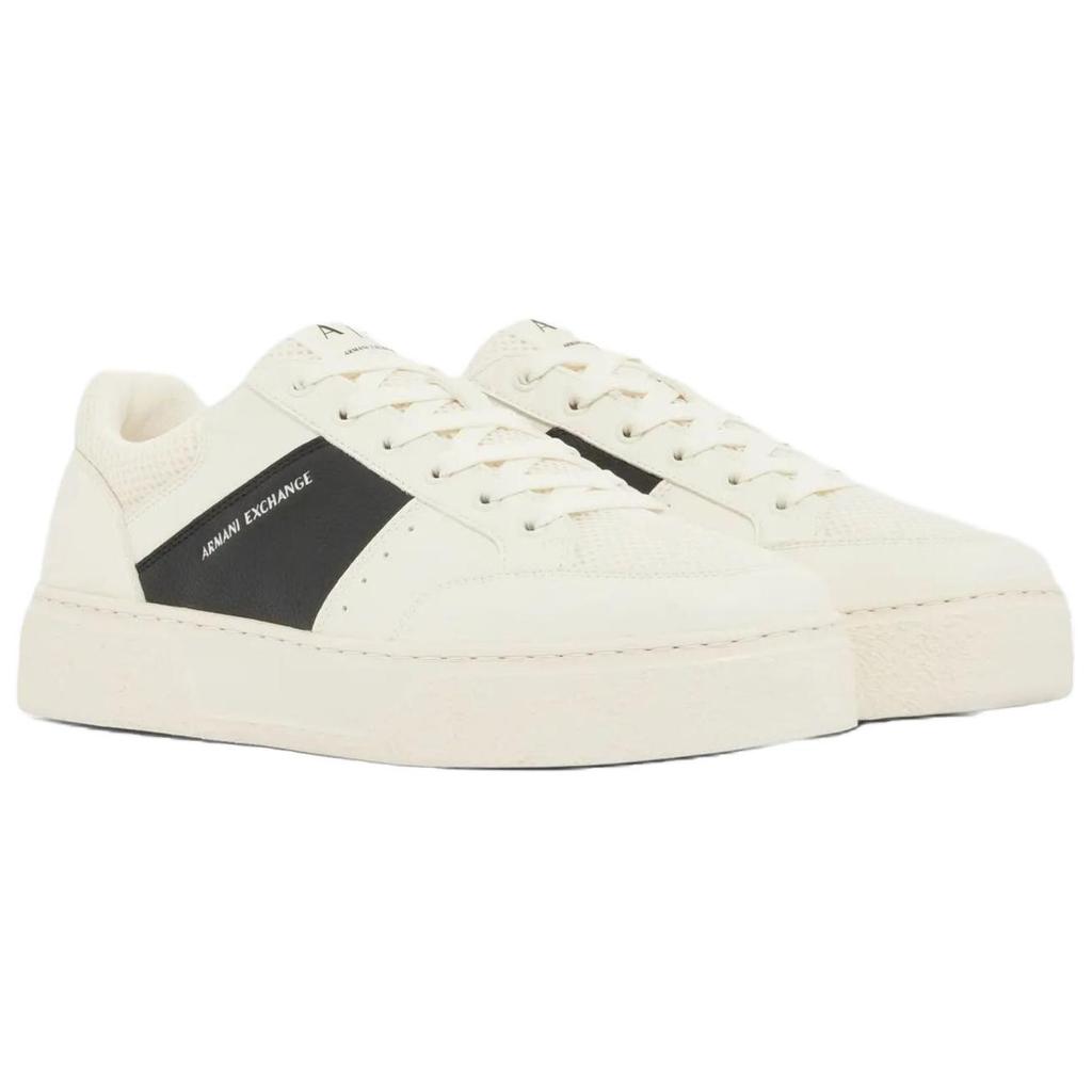 Armani Exchange Color Block Low Top Sneakers 4cm Men sneakers White Black XM002627AF22831M0017
