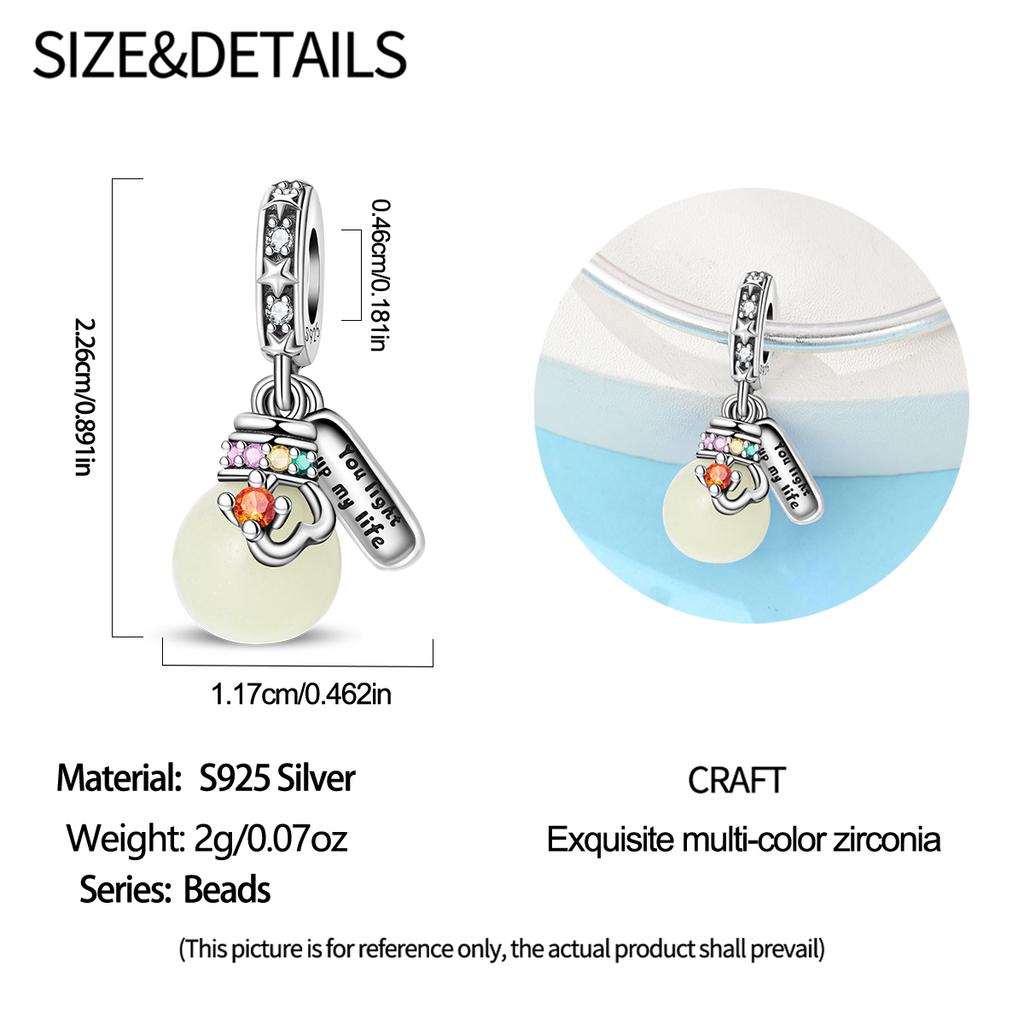 Authentic Luminous Firefly Charms Bee Light Bulb Bead Ring Earrings Fit Copper Bracelets Diy Cultural Jewelry Gift