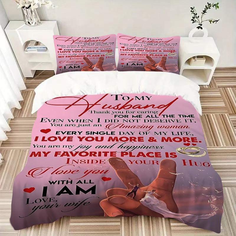 3pcs Wedding Anniversary Gift Duvet Cover Set - Machine Washable, Includes 1 Cover and 2 Pillowcases, No Core Included yy251013135