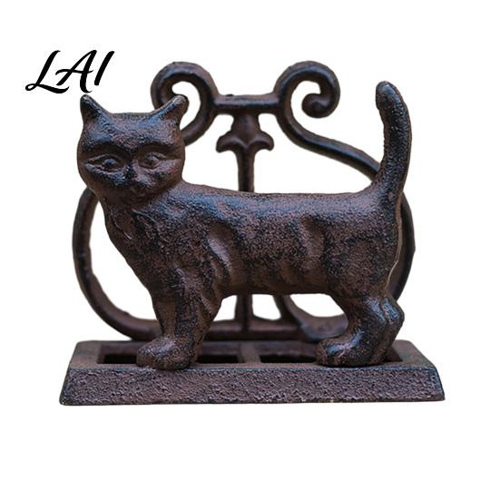 Fork And Spoon Shape Napkin Stand Cast Iron Holder Vintage Style Case with Stable Base Base Organizer Matte Bronze Finish Stand for Kitchen Dining