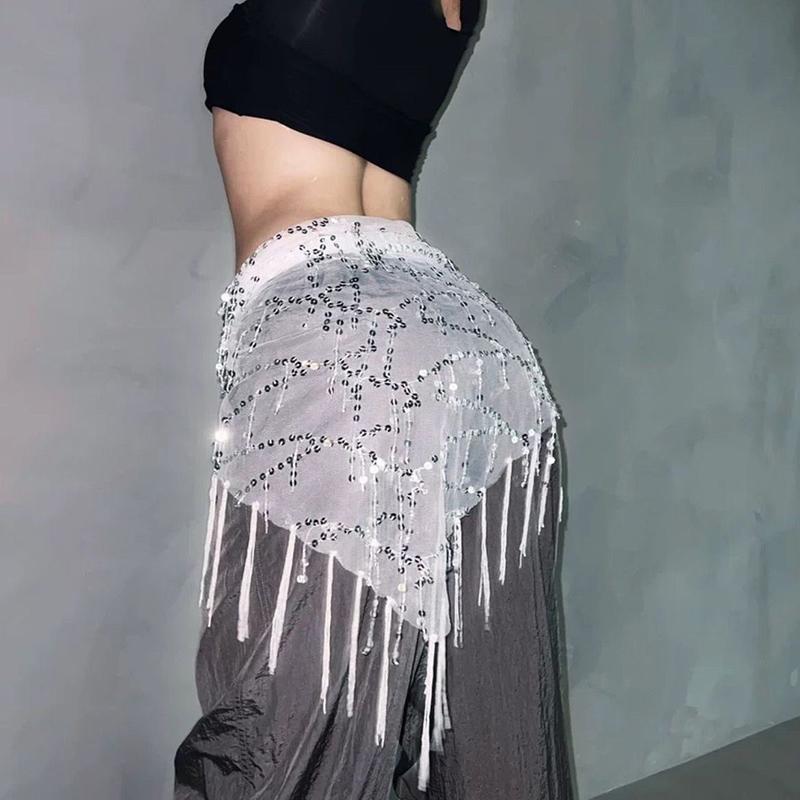 Versatile Belly Dance Waist Chain Tassel Triangular Scarf Waist Belt Jazz Dance Accessories Indian Dance Holiday Fart Curtain