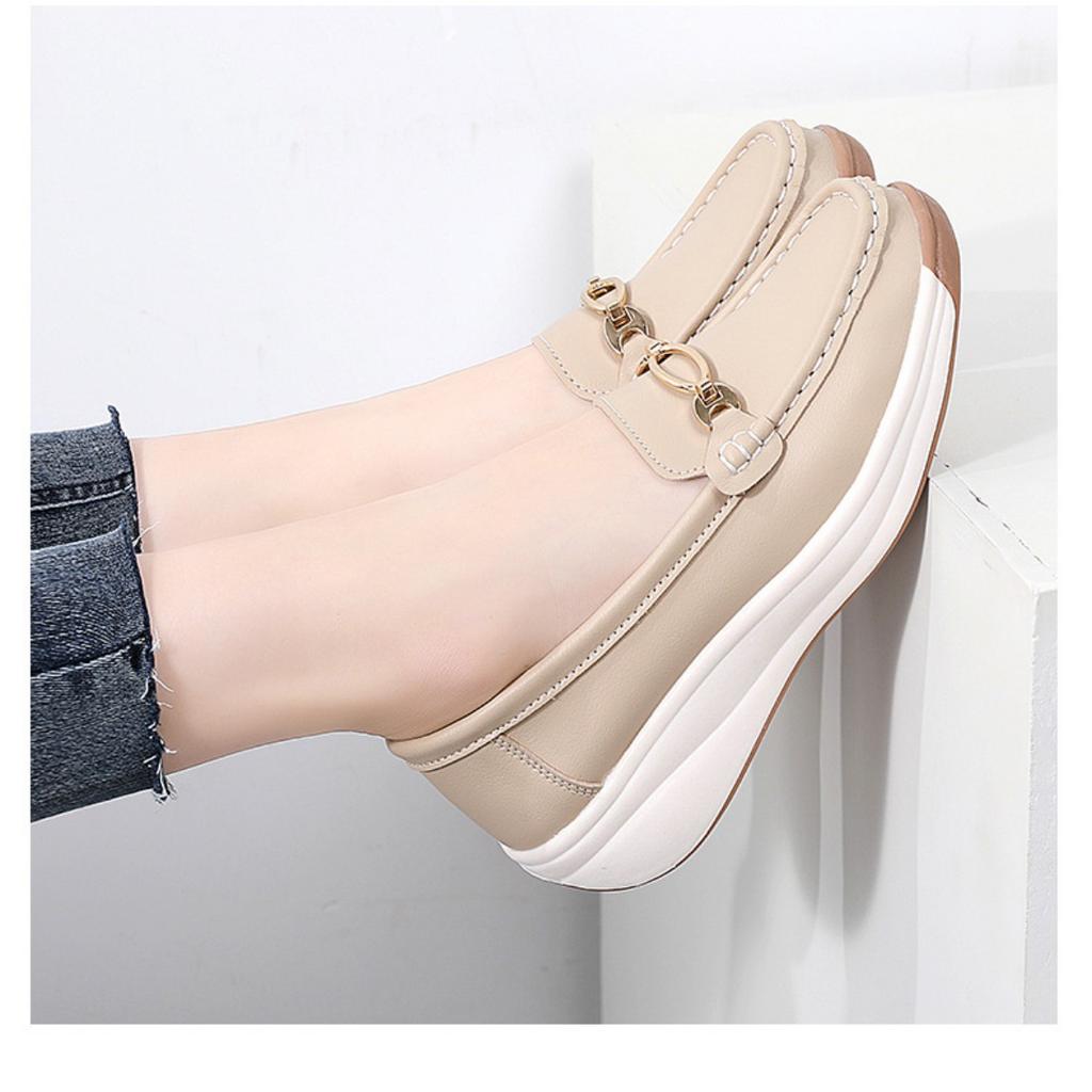 Женская удобная, легкая, дышащая искусственная кожа Face Four Seasons Universal Non Slip Casual Shoes - One Step Step Le Fu Shoes