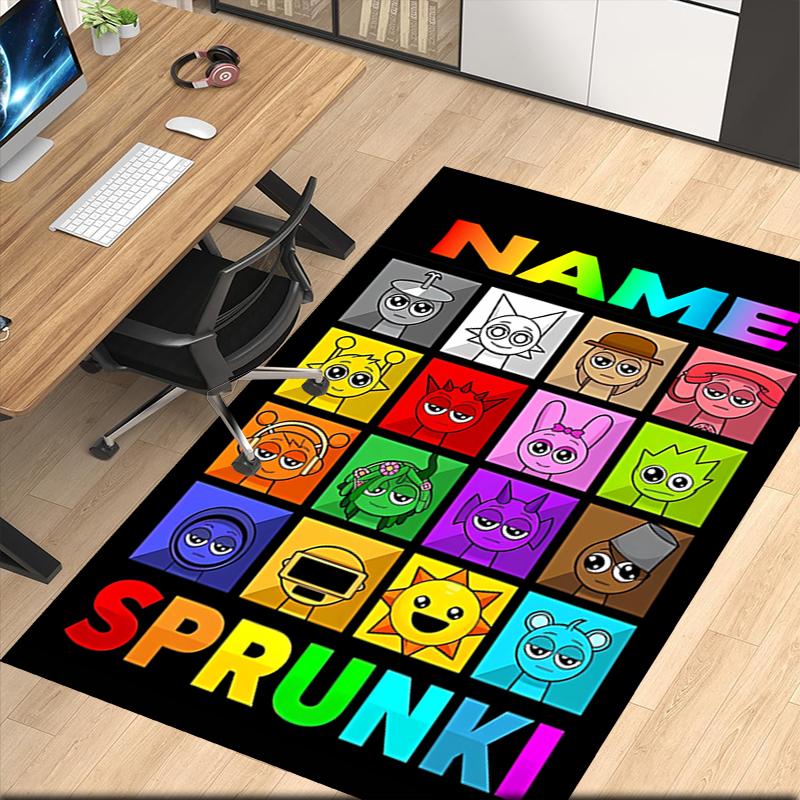 Custom Name Sprunki Printed Carpet, for Office Chair Living Room Bedroom Kitchen Room Decor Gifts.