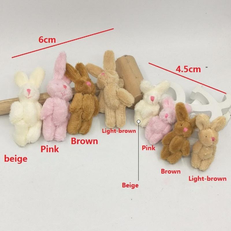 5pcs 4.5cm 6cm 5-color Soft Mini Joint Rabbit Pendant Plush Bunny For Keychain Bouquet Toy Doll DIY Ornaments Gifts