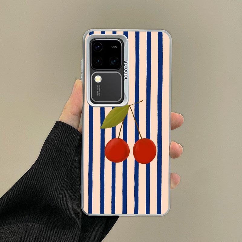 Для Samsung Galaxy S24 S23 Ultra Plus FE S25 S22 Ultra Plus S21 FE Лазерный Чехол Красная Синяя Полоска Фрукты Лимон Вишня Чехлы