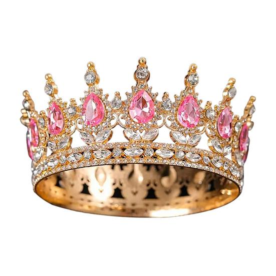 Women Crown Tiara Shiny Rhinestones Inlaid Queen Bridesmaids Crown Accessory for Wedding Halloween Birthday