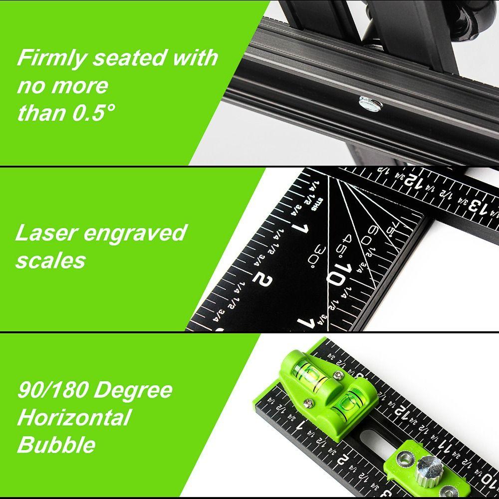 T-Square Ruler Woodworking Tools 2in1 Cabinet Hardware Jig Drill Locator Home Renovation