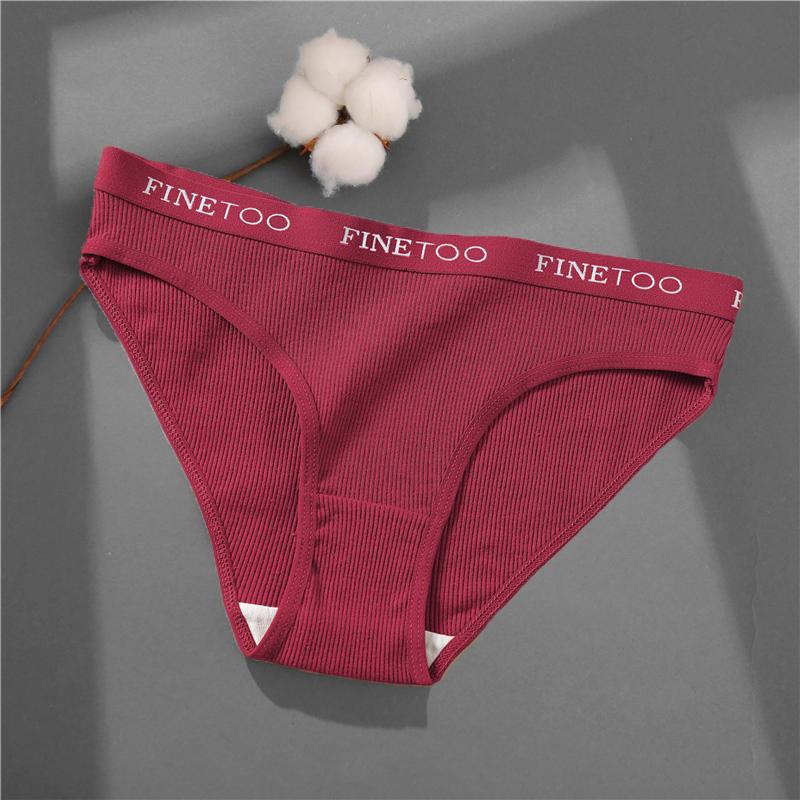 FINETOO 1 шт., женское хлопковое нижнее белье, трусики, нижнее белье с надписью, женские 9 однотонных цветов, M-XXL, женские сексуальные трусики, трусы