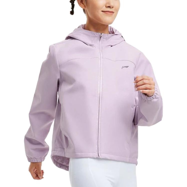 Li Ning Running Series однотонная светоотражающая спортивная ветровка женская верхняя одежда сиреневого цвета AFDSA26-3