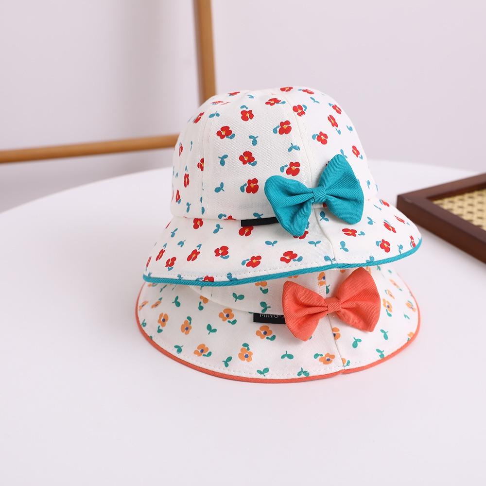 Bowknot Flower Bucket Cap Korean Style Children's Fisherman Hat Baby Shading Hat  Spring/Summer