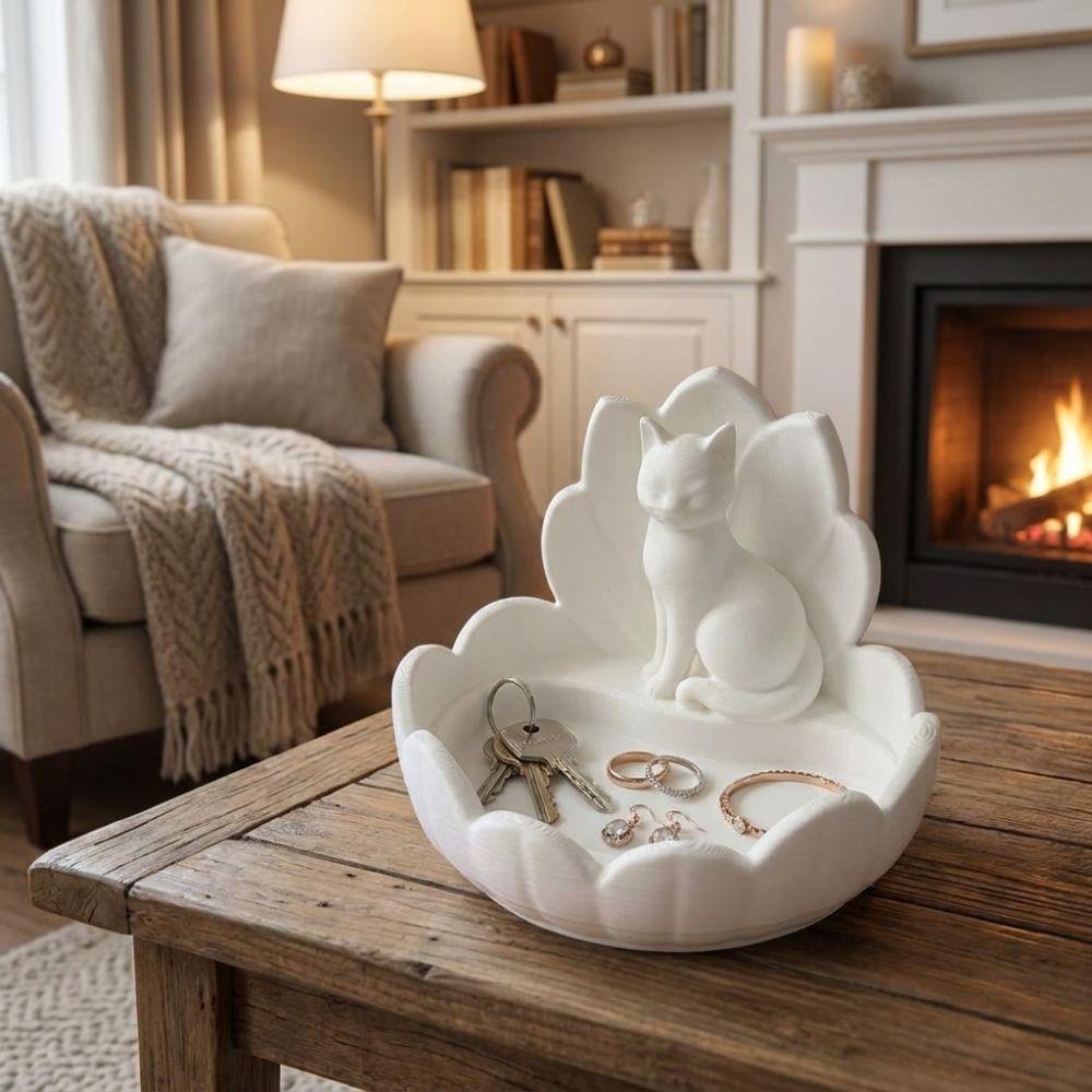 3D Printed Cosmetic Storage Dish Lotus-Shaped Desktop Organizer Trinket Dish Home Decoration