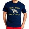 New Cotton Tshirt Relaxed Fit For Unisex Round Neck Tshirt Cotton Skip A Straw Save A Turtle Comfort Man Tops Brand Teeshirt