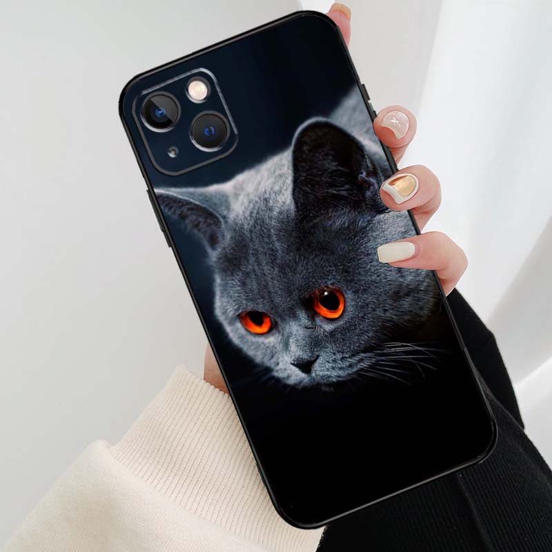 Красивый серый британский короткошерстный кот Чехол для iPhone 12 13 Mini 13 11 12 14 Pro Max XS X XR 6S 7 8 Plus SE 2020 Силиконовый чехол