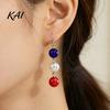 Unique Gift for Her 1 Pair Independence Day Earrings Women, Red White Blue Beads Dangle Drop Festival Party Accessories Earrings, 4th of July