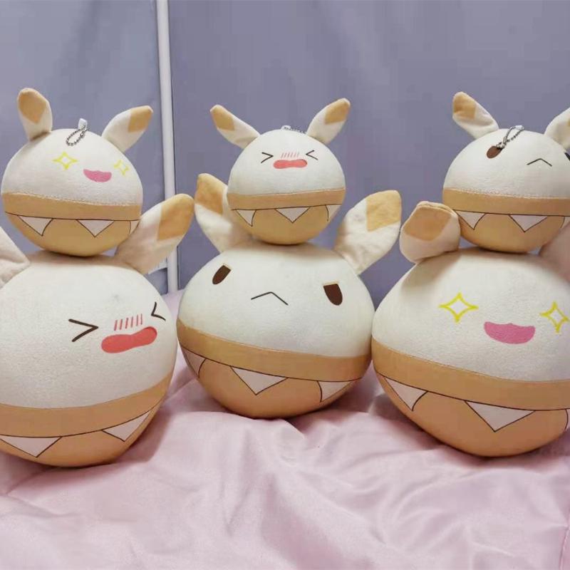 Genshin Impact Klee Ganyu Keqing Bouncing Bombs Cosplay Pendants Bear Plush Stuffed Doll Toy Keychain Kids Prop