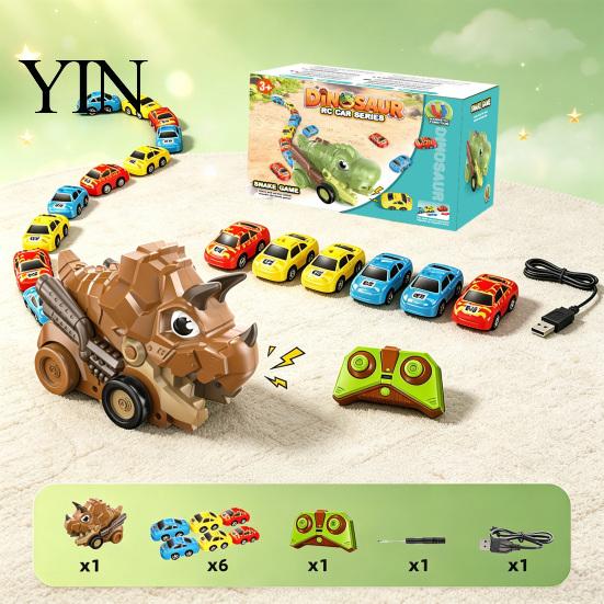 Competitive Dinosaur Car Toy RC Magnetic Toy, Remote Control Swallowing Dino Kids Electric 2 Players Snake Game Vehicle for Mini