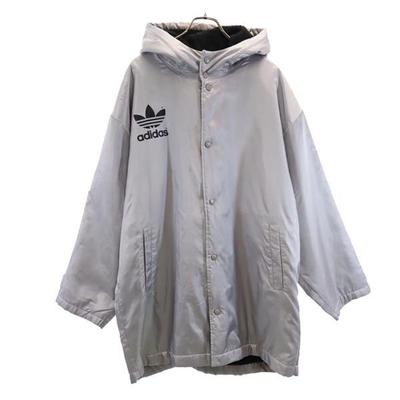 Adidas 80-е Винтажное пальто-скамейка Descente L Серебристое Подкладка на спине Мужское Б/у