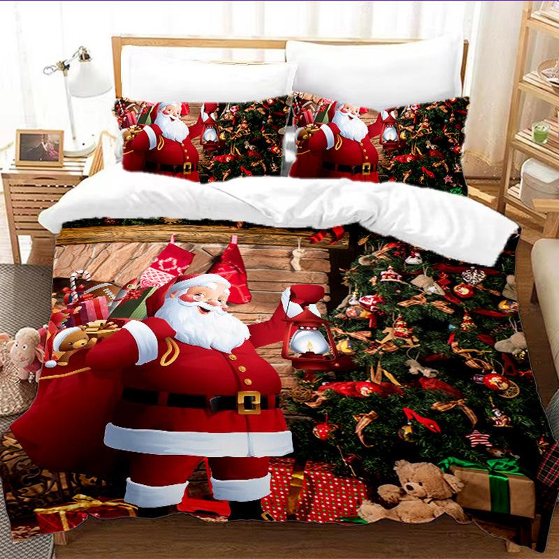 Supply Christmas Series Bed Quilt Cover Pillowcase 3D Digital Quilt Cover Three-Piece Set