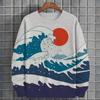 Винтажные мужские толстовки с 3D-принтом Ukiyo-E Sea Wave Hoodies Pullover Autumn Long Sleeve T Shirt Oversize Sweatshirt Men Clothes
