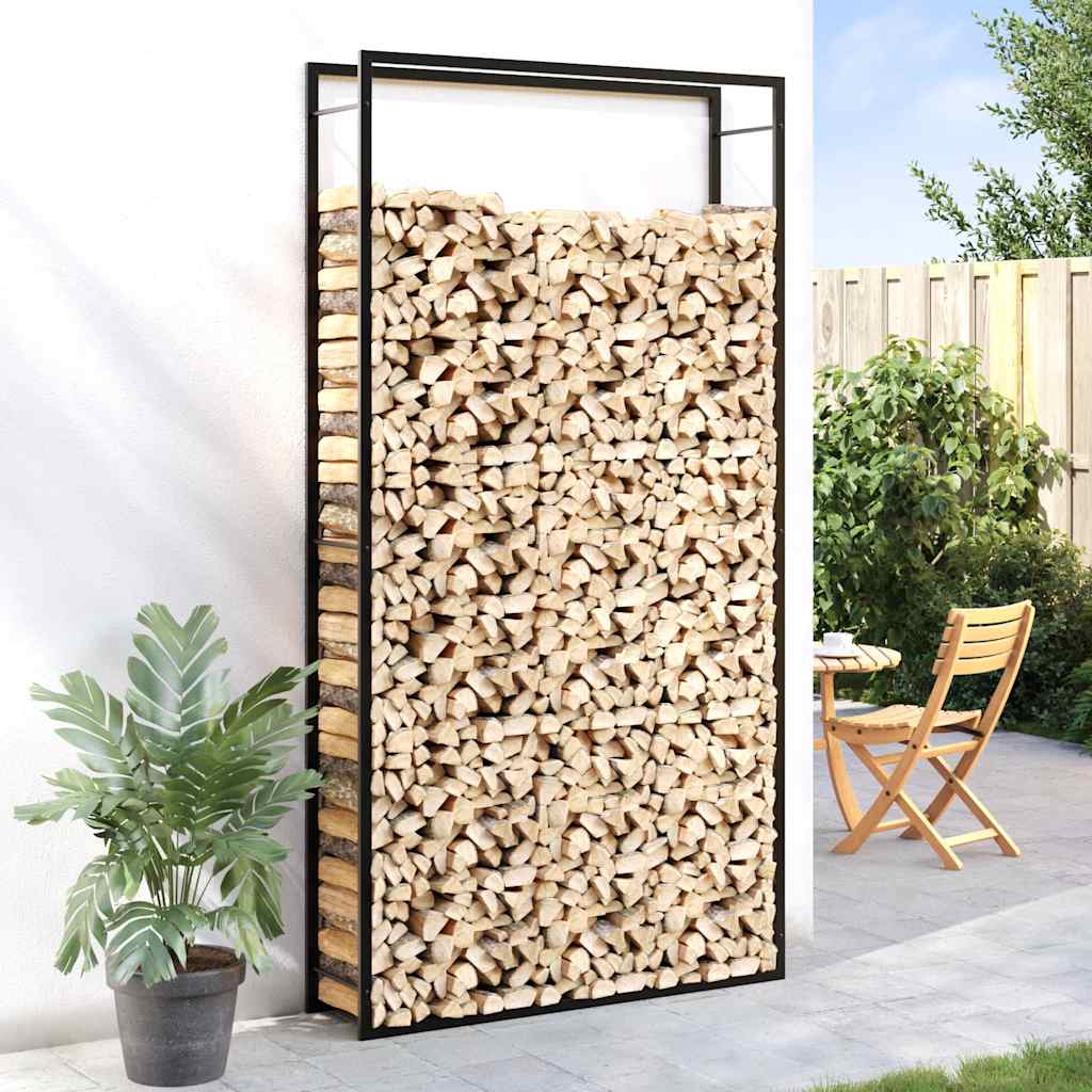 Firewood Rack Matte Black 110 x 28 x 214 cm Steel